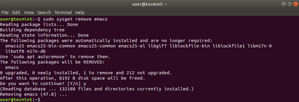 Entfernen Sie das Paket in Ubuntu