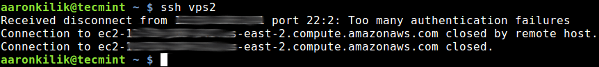SSH - Too Many Authentication Failures