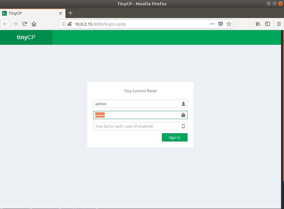 TinyCP Admin Login