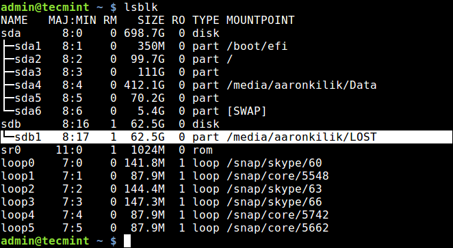 List Block Devices in Linux