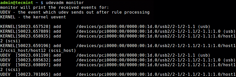  Monitorizar dispositivo Eventos en Linux 