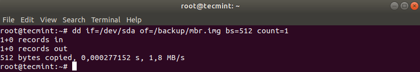 Backup MBR in Linux