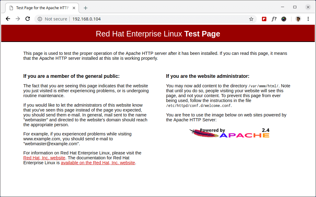 Überprüfen Sie Apache auf RHEL 8