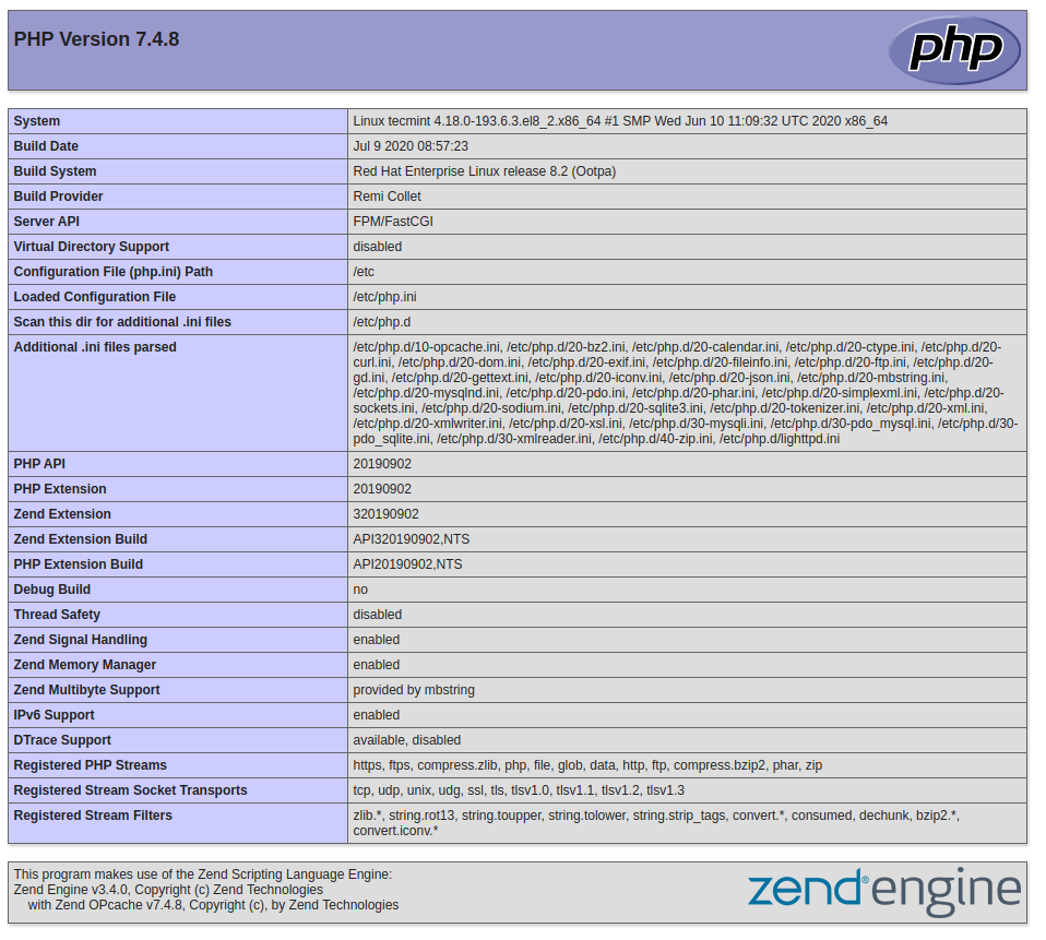 Check PHP Info in CentOS