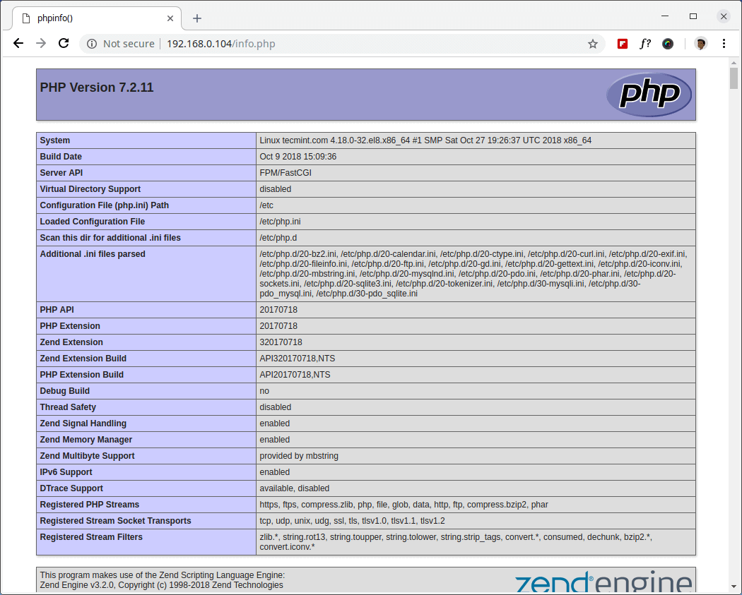 Check PHP Info on RHEL 8