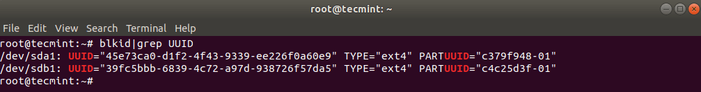 Suchen Sie die Partitions-UUID unter Linux