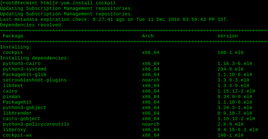 Installieren Sie das Cockpit auf RHEL 8