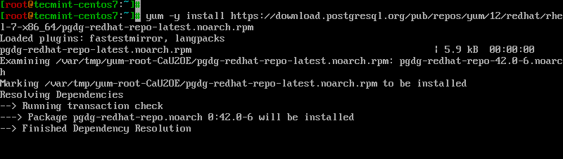  Instalar el repositorio de PostgreSQL RPM 