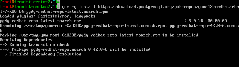 yum install postgresql