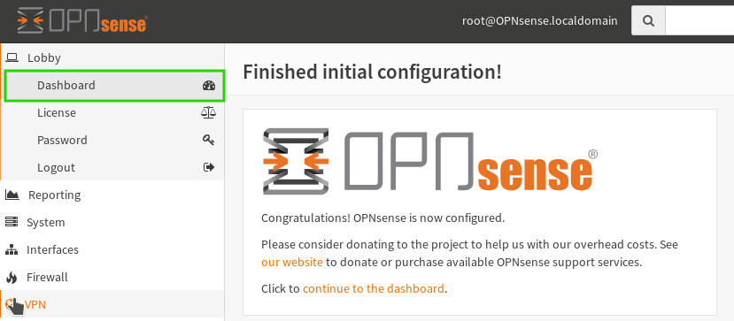 OpnSense Dashboard