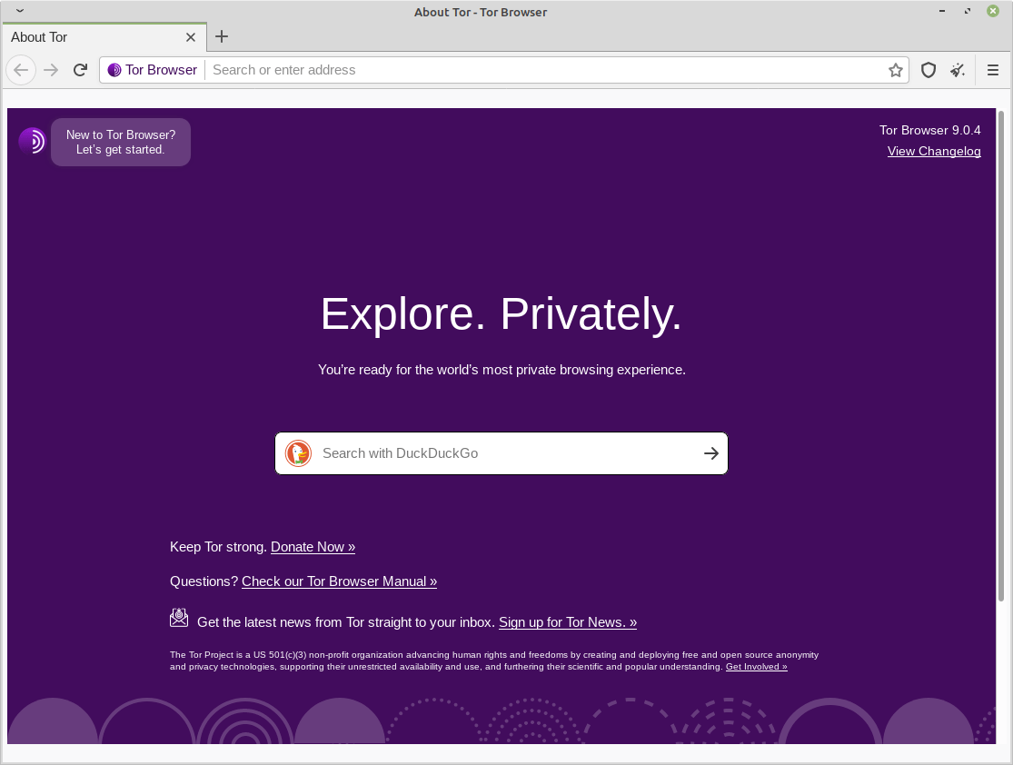 Tor Browser Welcome Page