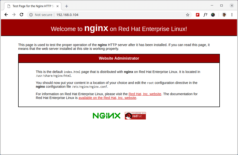 Verify Nginx on RHEL 8