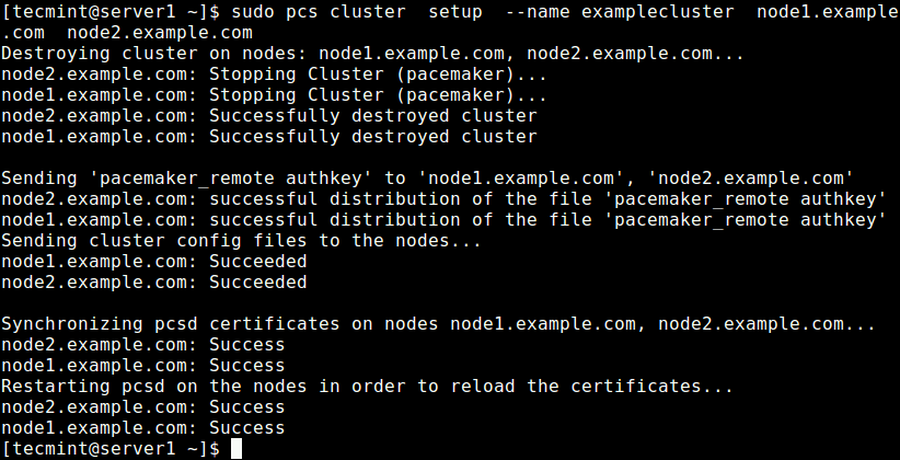 Create Cluster on Node1