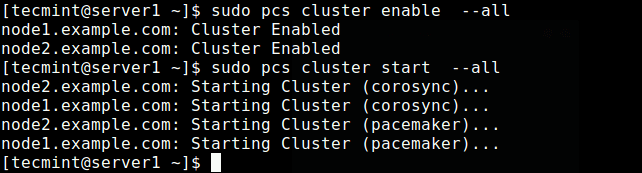 Enable and Start the Cluster