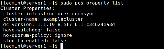 View Cluster Properties