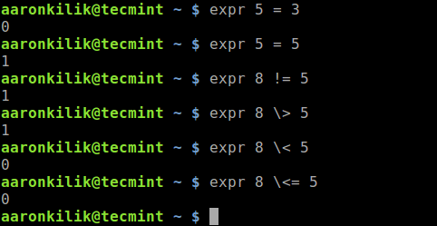 Comparing Arithmetic Expressions in Linux