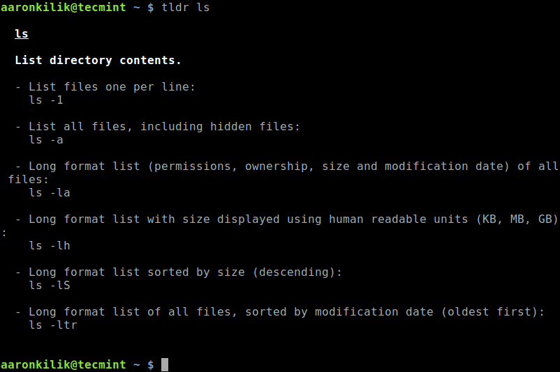 View ls Command Man Page