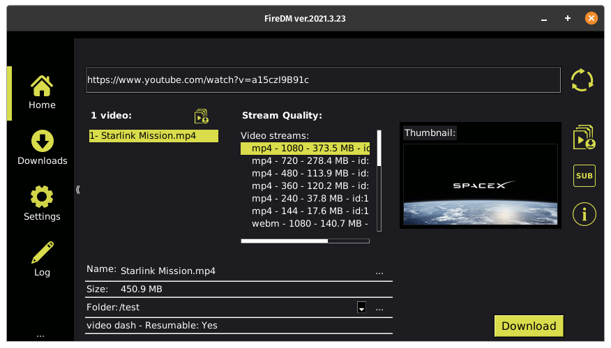 FireDM Download Manager for Linux