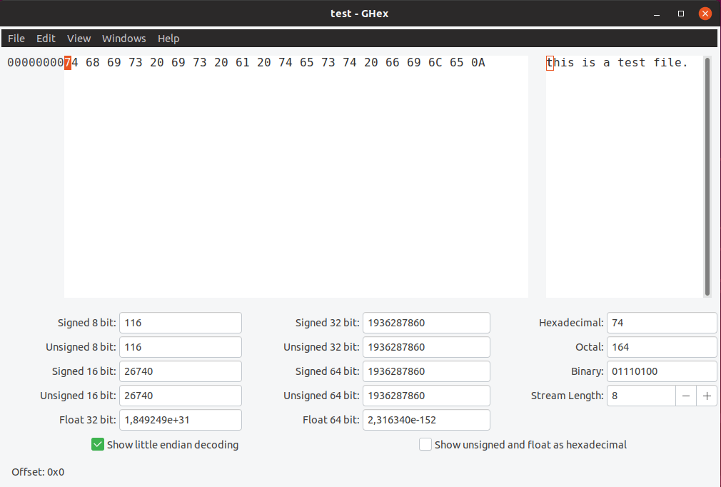 Ghex - Graphical Hex Editor for Linux