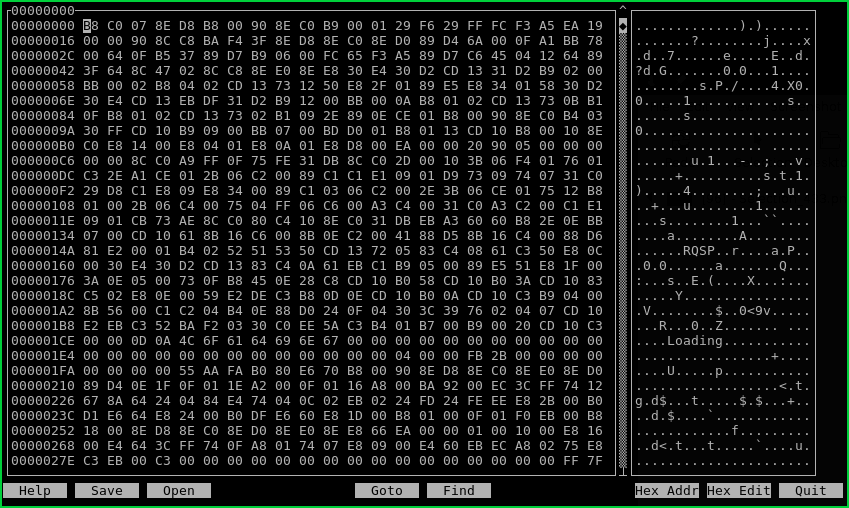 Hexcurse - Hex Editor for Linux