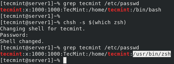 Set Zsh Default Shell in Fedora