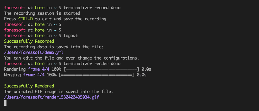 Terminalizer - Record Linux Terminal and Generate Animated Gif Images