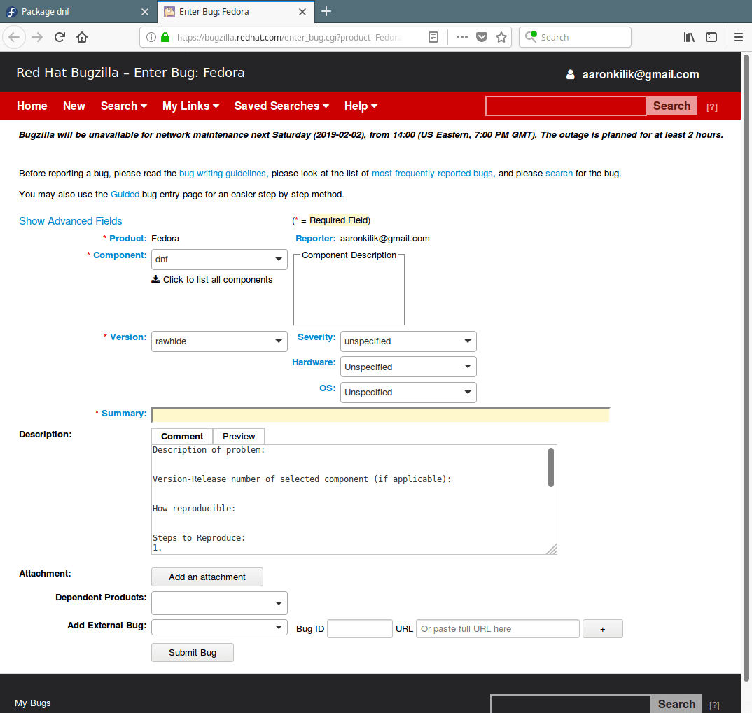 Bug Report Template