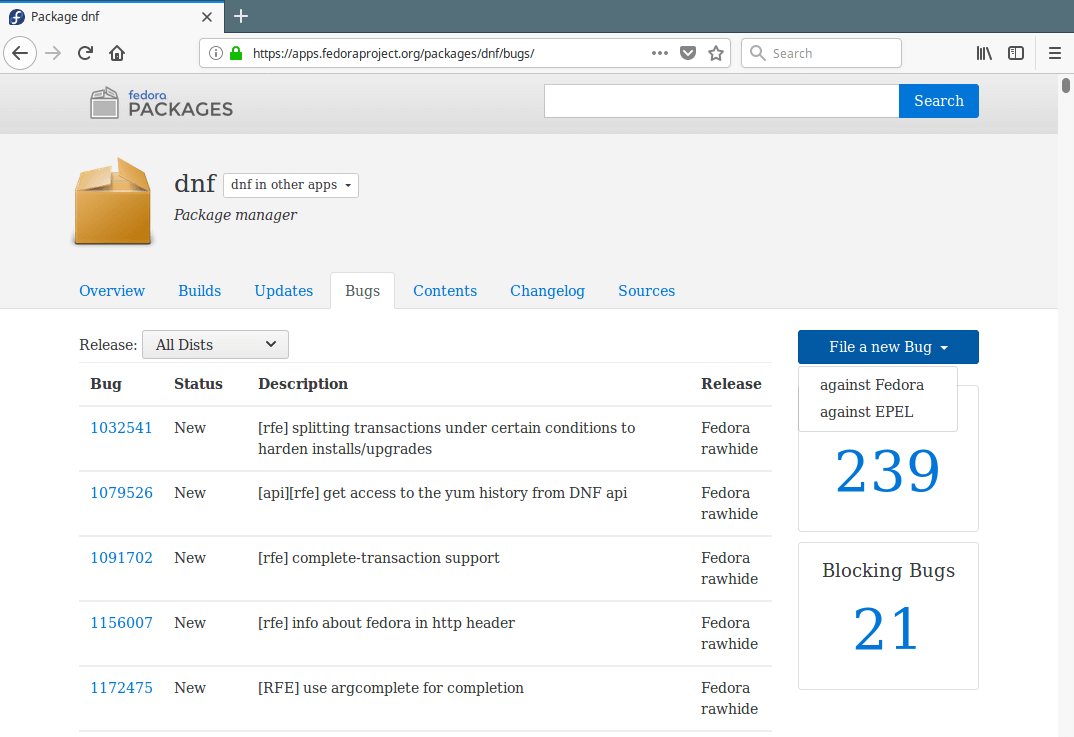 File a New Bug to Fedora