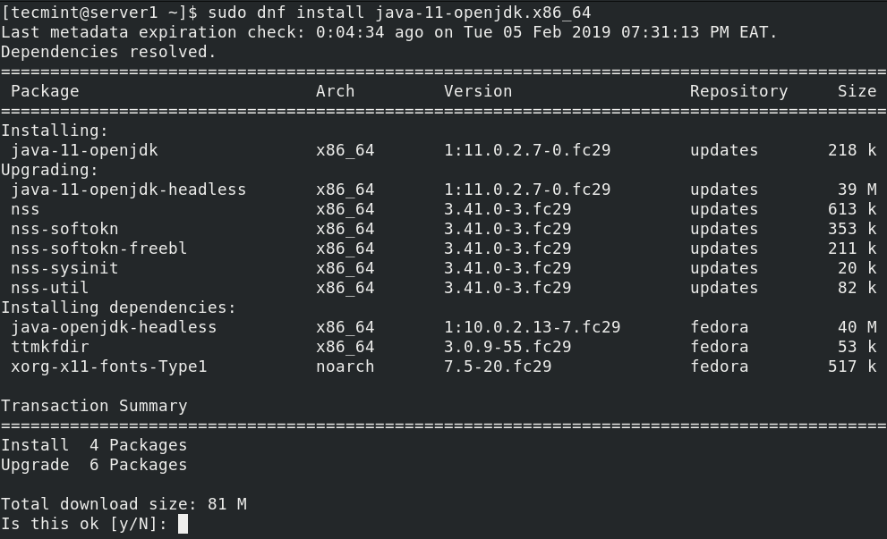 Install Java OpenJDK in Fedora