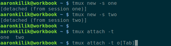 Show tmux Terminal Sessions