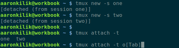 Tmux Terminal Sessions anzeigen