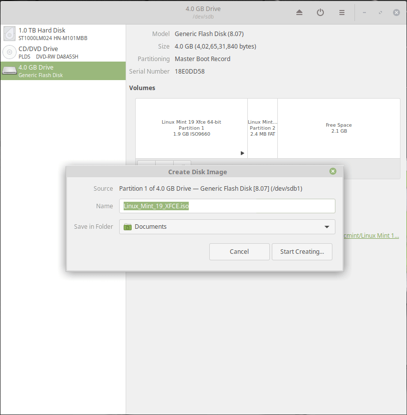 Erstellen Sie ISO von bootfähigem USB mit Gnome-Festplatten