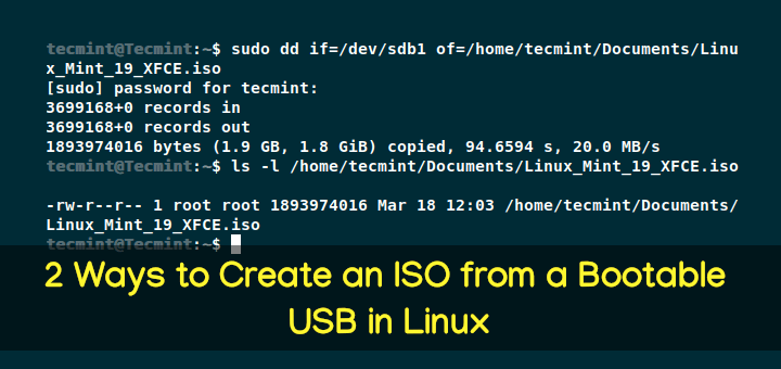 Create ISO from Bootable USB in Linux