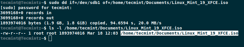 Create ISO from Bootable USB Using dd Command