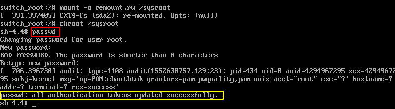 Reset Fedora Root User Password