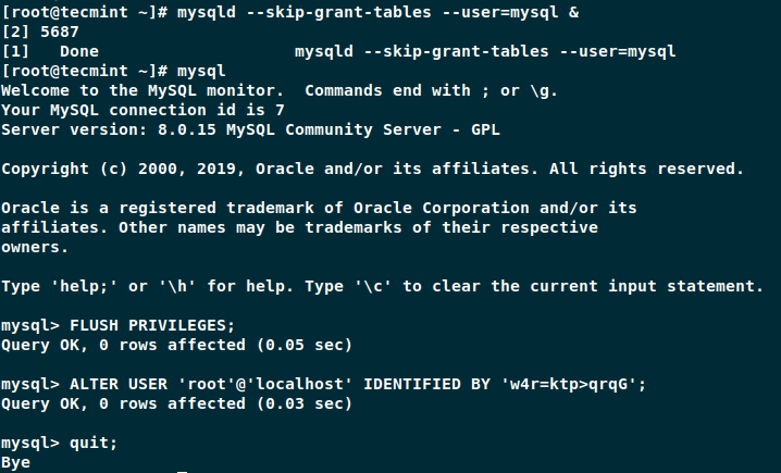 Reset Root Password in MySQL 8