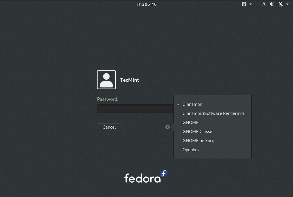 Wählen Sie in Fedora die Desktop-Umgebung aus