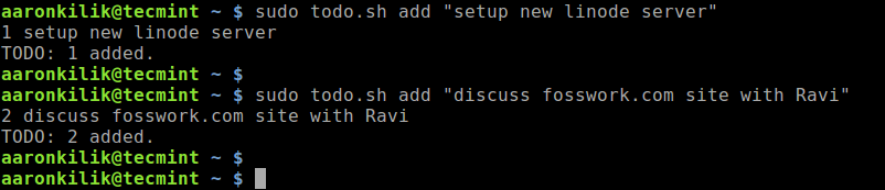 Fügen Sie Todo-Aufgaben im Linux-Terminal hinzu