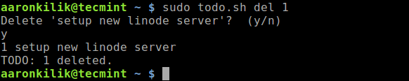 Delete a Todo Task in Linux