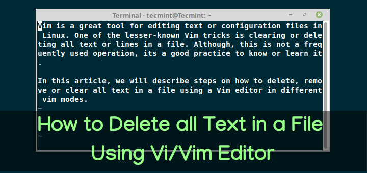 Delete all Text in a File Using Vi Editor