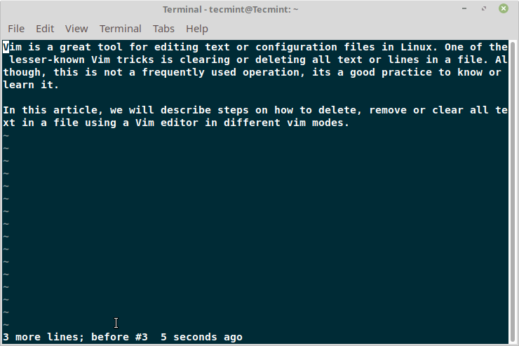 How To Delete All Text In A File Using Vi/Vim Editor