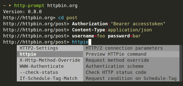HTTP-Eingabeaufforderung - Befehlszeilen-HTTP-Client für Linux