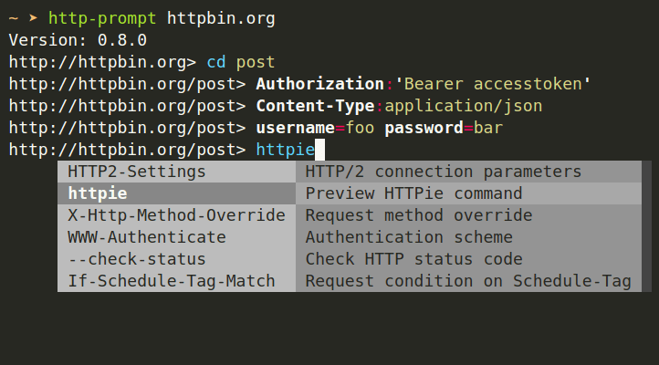 HTTP Prompt HTTP Client for Linux