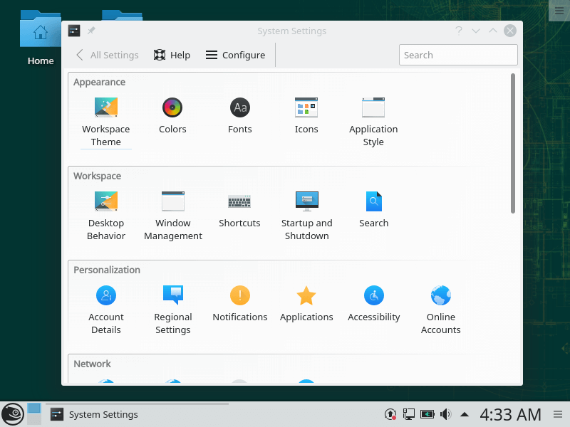  Configuración de escritorio de OpenSuSe KDE 