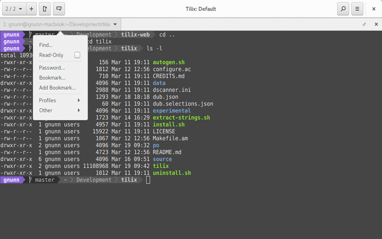  Tilix-Terminal de mosaico GTK3 Emulador para Linux 