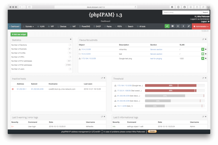 phpIPAM - Open Source IP Address Management Application
