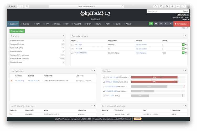 phpIPAM - Open Source IP-Adressverwaltungsanwendung