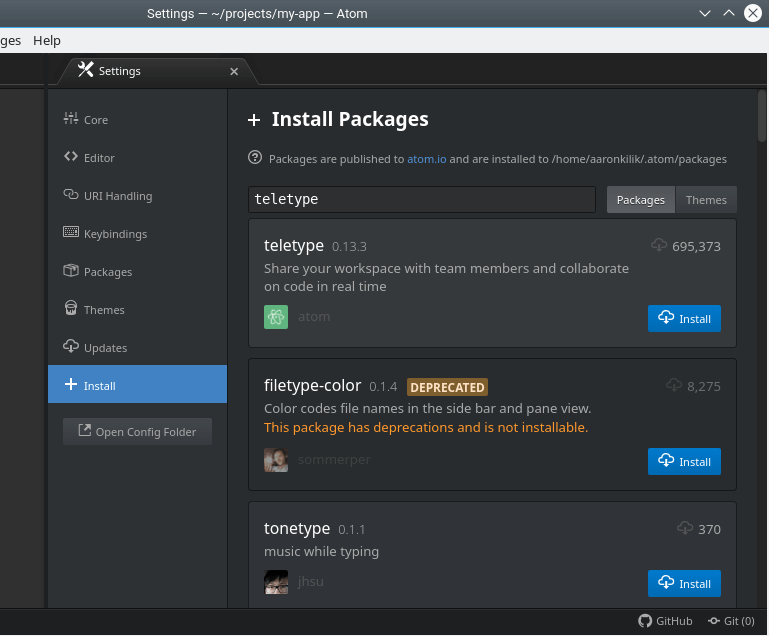 Install Packages in Atom