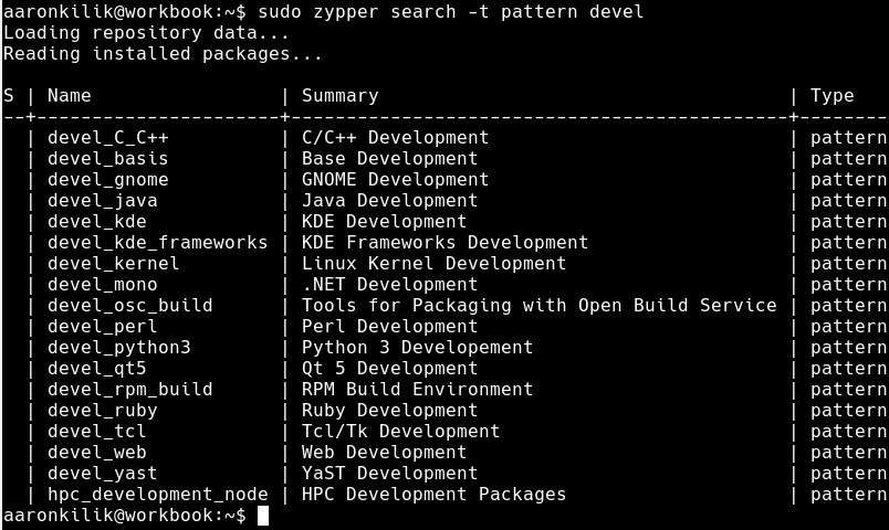 Suchentwicklungstools in OpenSuse