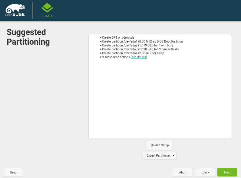 Use Suggested Partitioning